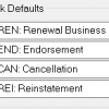 Policy Task Default Transaction Codes